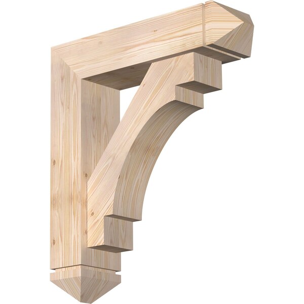 Ekena Millwork Merced Arts and Crafts Smooth Bracket w/ Offset Brace, Douglas Fir, 7 1/2"W x 30"D x 34"H BKT0806X30X34MRC03SDF - main